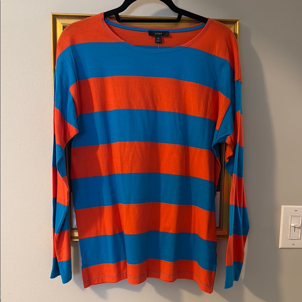 J. Crew Bold Orange and Blue Striped Top
